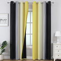 Estelar Textiler Black and Yellow Ombre Blackout Curtains 90 Inch Length 2 Panels Set, Thermal Insulated Drapes for Bedroom,Full Room Darkening Grommet Gradient Curtains for Living Room,52Wx90L