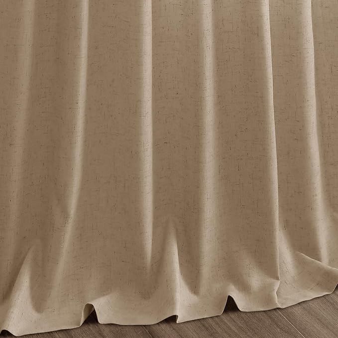 Sand Beige Linen Curtains for Living Room 126 Inches Long Simple Modern Light Filtering Semi Sheer Curtain Back Tab Rustic Home Decor Drapes Floor to Ceiling High Window for Bedroom 52x126, 2 Panels