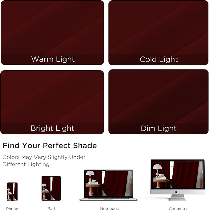 CUCRAF Burgundy Red Blackout Curtains Customize, Rod Pocket Room Darkening Curtain for Bedroom Living Room, Thermal Insulated Window Drapes 1 Panel (Custom Size, Color)