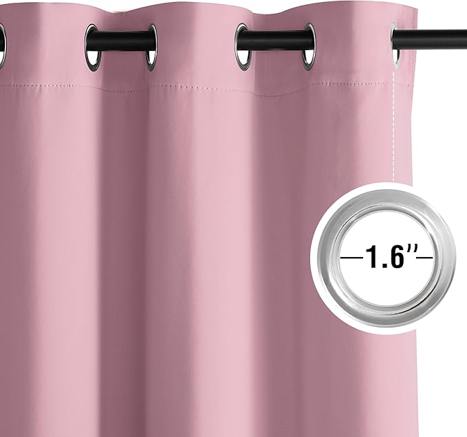 NICETOWN Room Darkening Draperies Curtains Panels, 2 Panels Rouge Pink W52 x L84