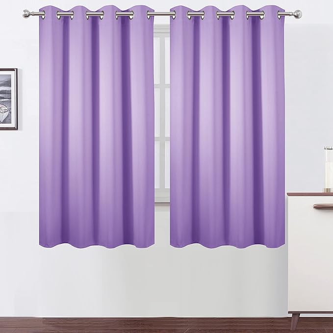 LEMOMO Lavender Blackout Curtains 66 x 63 Inch Length/Set of 2 Curtain Panels/Thermal Insulated Room Darkening Blackout Curtains for Bedroom