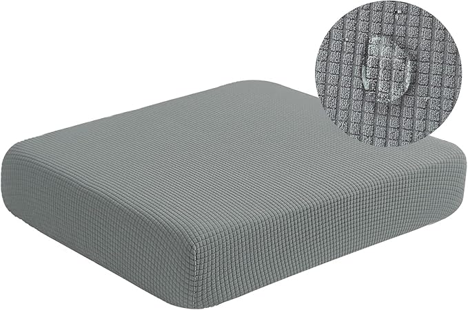 Couch Seat Cushion Covers, Stretch Sofa Cushion Protector Couch Cover for Camper Loveseat Cushion with Elastic Bottom (Medium, Dove Grey)