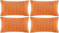 Fancy Homi 4 Packs Orange Fall Decorative Throw Pillow Covers 16x24 Inch for Couch Bed Sofa, Halloween Pumpkin Autumn Home Decor, Soft Cute Plush Corduroy Striped Cushion Case 40x60 CM