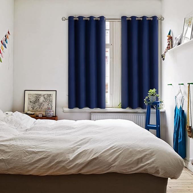 BGment Blackout Curtains for Living Room - Grommet Thermal Insulated Room Darkening Curtains for Bedroom, Set of 2 Panels (52 x 54 Inch, Navy Blue)