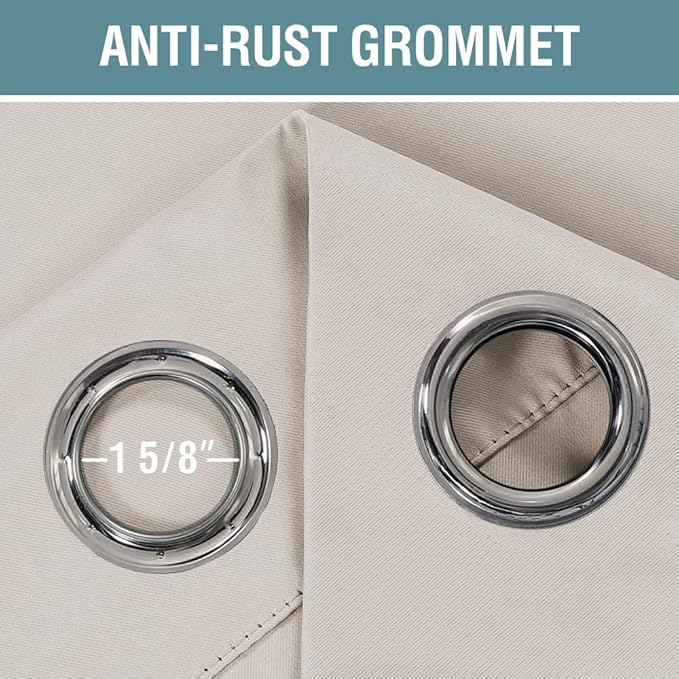 H.VERSAILTEX Blackout Curtain for Living Room Thermal Insulated Window Treatment Curtain Extra Long 63 inch Length Energy Saving Solid Grommet Top, One Panel, Natural, 52" W x 63" L