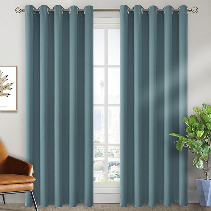 BGment Room Darkening Curtains 84 Inches Long - Grommet Thermal Insulated Drapes Window Treatment Curtains for Bedroom, 2 Panels, 70 x 84 Inch, Stone Blue