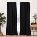 RYB HOME Blackout Curtains for Bedroom 102 inches Long, Privacy Thermal Insultaed Sunlignt Heat Blocking Drapes for Sliding Patio Door, Width 42 by Length 102, Black, 2 Panels Set