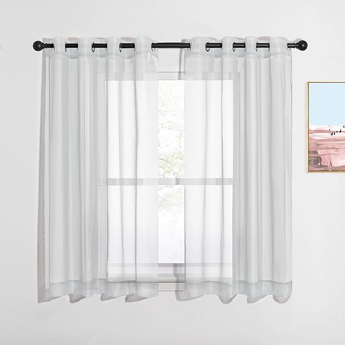 NICETOWN Thin Sheer Curtain Panels - Lightweight Voile Curtains Window Treatment (Light Gray, 2-Pack, 54" Wide x 45" Long)