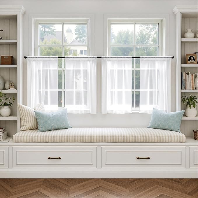 MIULEE White Sheer Curtains 63 Inches Long, 4 Panels Set, Light Filtering Rod Pocket Voile Drapes for Living Room and Bedroom, Airy Soft Fabric Window Treatments, 42 x 63 Inches