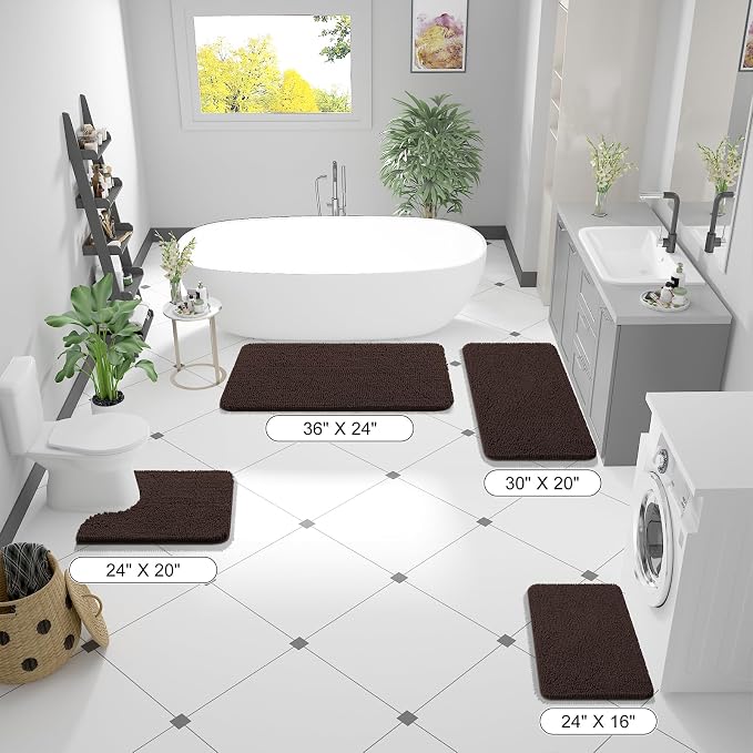 OLANLY Bathroom Rugs 47x24, Extra Soft Absorbent Chenille Bath Rugs, Rubber - Image 2