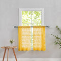 YJ YANJUN Vintage Lace Curtains 36 Inch Length- Victorian Floral 70s Mustard Yellow Short Kitchen Curtains for Bedroom Bathroom Small Window Coffee Cabinet Rod Pocket Gold 2 Panels W26 x L36 Inch