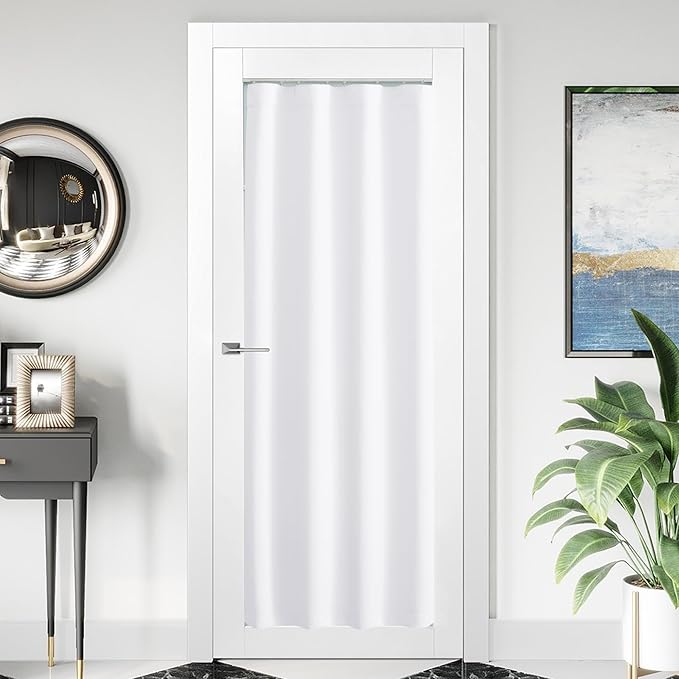 NICETOWN 1 Panel Blackout Door Curtain, Thermal Insulated Privacy Window Covering for Patio French Front Door Sidelight Curtain, Rod Pocket and Ceiling Track, W36 x L72 inch, Pure White