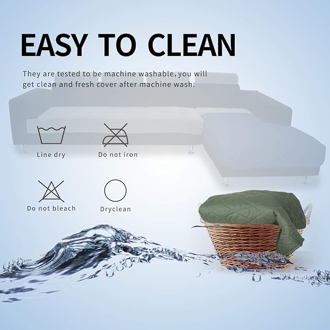 Easy-Going Sectional Couch Covers for Dogs L Shape Sofa Cover Reversible Sofa Slipcover Chaise Lounge Cover Furniture Protector Cover for Pets Dog Cat (42 x 68 inches, Greyish Green/Greyish Green)