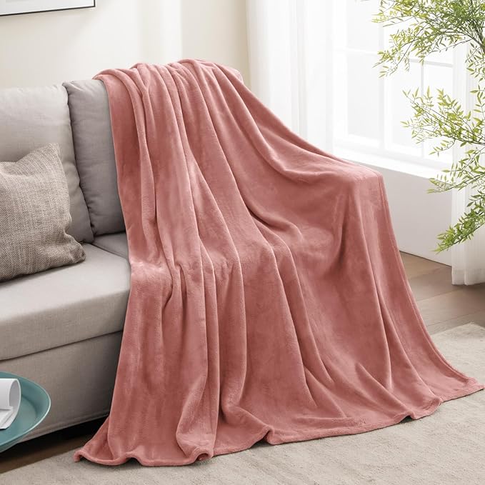 BEDELITE Fleece Blanket Dusty Pink Throw Blankets for Couch & Bed, Luxury Plush Cozy Fuzzy Blanket 50x60 inches, Super Soft Warm Lightweight Throw Blanket for Travel Camping
