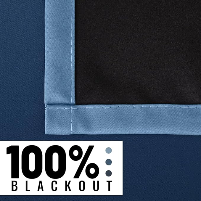 SimpleHome Ombre 100% Blackout Curtains for Bedroom, Full Light Blocking Gradient Blue Curtains, Thermal Insulated Grommet Window Drapes for Living Room,2 Panels, 52x84 inches Length