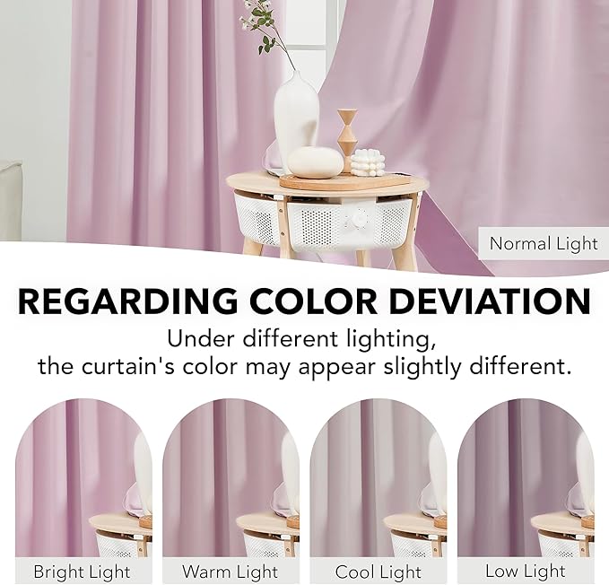 Deconovo Blackout Curtains Insulated Thermal Blackout Blinds Rod Pocket and Back Tab Curtains Room Darkening Curtains for Nursery 52Wx84L Inch Lavender 2 Panels