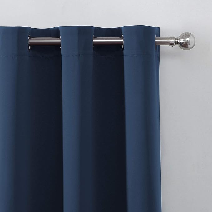 LEMOMO Navy Blue Thermal Blackout Curtains/52 x 54 Inch/Set of 2 Panels Room Darkening Curtains for Bedroom