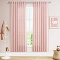 Pink Linen Curtains 72 Inch Length for Baby Girl Bedroom Lightweight Door Drapes 2 Panels Set for Kids Sheer Light Filtering Back Tab Rod Pocket Curtain for Kitchen Protect Privacy 52x72