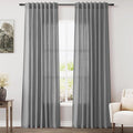 Dark Grey Linen Curtains 84 Inches Long for Bedroom Rod Pocket Back Tab Light Filtering Privacy Semi Sheer Curtain Farmhouse Decor Cotton Textured Drapes for Living Room 2 Panels Set 52x84 Inch