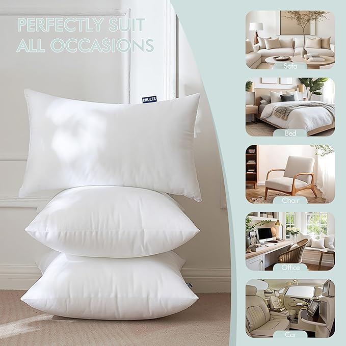 MIULEE Set of 2 Throw Pillow Inserts 22x22 Inches, Non-Woven Decorative Pillow Inserts for Living Room