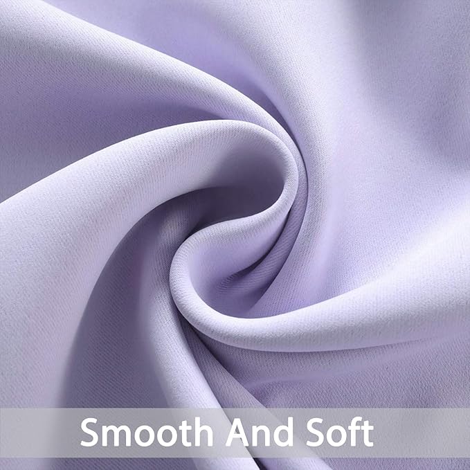 Yakamok Lilac Curtains 63 Inch Length Room Darkening Grommet Light Purple Thermal Insulated Blackout Window Curtain for Bedroom Living Room 52" W x 63" L (Set of 2 Panels,Lavender)
