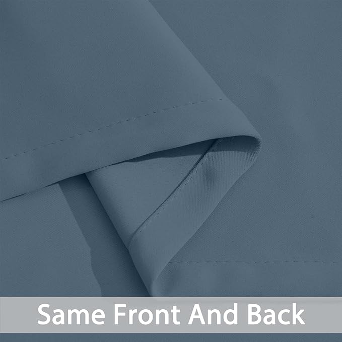 Yakamok 36 Inch Length Blackout Curtains for Bedroom, Light Blocking Drapes Room Darkening Thermal Insulated Solid Grommet Panels for Living Room(38Wx36L, Stone Blue, 2 Panels)