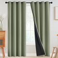 SimpleHome 100% Blackout Curtains for Bedroom,Thermal Insulated Light Sage Grommet Window Drapes Room Darkening Curtains for Living Room with Black Back,52 x 96 Inch,2 Panels