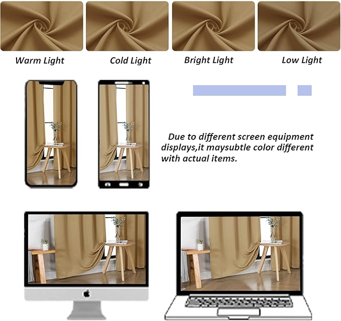 Simplebrand Ava Gold Blackout Curtains for Bedroom 90 Inches Long 2 Panels Set, Solid Privacy Energy Saving Living Room Window Treatment Curtains Blackout Drapes, W40 x L90 Inch, Gold