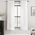 White Linen Curtains 63 inch Length 2 Panel Set for Living Room Back Tab Semi Sheer Light Filtering Bedroom Window Curtain 63 inch Long Cotton Textured Modern Elegant Coastal Drapes 42x63