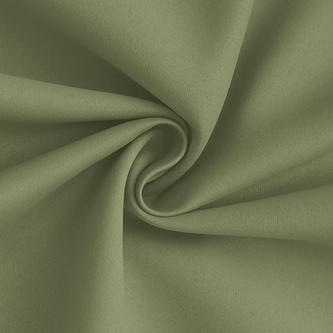 Yakamok 100% Blackout Curtain Panels 84 inches Cold and Light Blocking Drapes for Nursery, 2 Thick Layers Thermal Insulated Draperies (2 Pieces, 50 Wide Each Panel, Sage Front with White Backing)