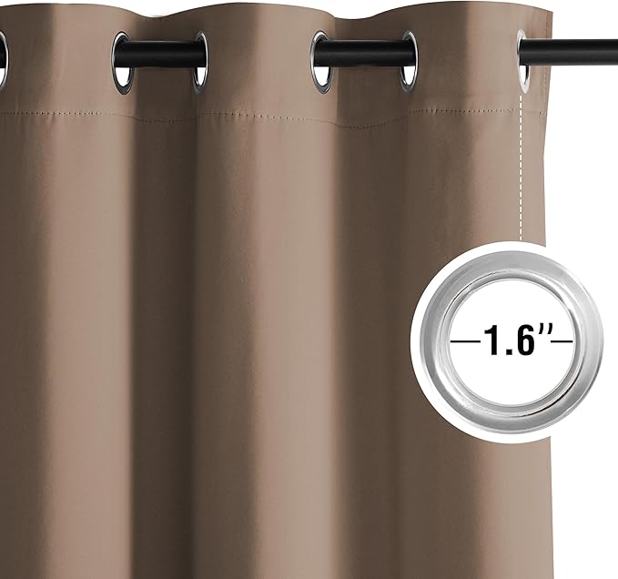 NICETOWN Room Darkening Draperies Curtains Panels, 2 Panels Cappuccino W52 x L84