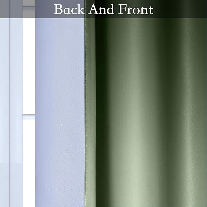 SimpleHome Ombre Room Darkening Curtains for Living Room, Light Blocking Sage Green to Grey White Thick Thermal Insulated Grommet Window Curtains Drapes for Bedroom, 2 Panels, 52x84 inches Length