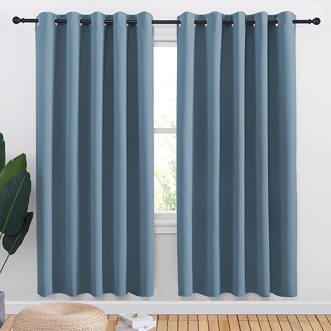 NICETOWN Bedroom Curtains Blackout Drapery Panels, 2 Panels, 70 x 72 inches, Gold Brown, Three Pass Microfiber Thermal Insulated Solid Ring Top Blackout Window Curtains/Drapes