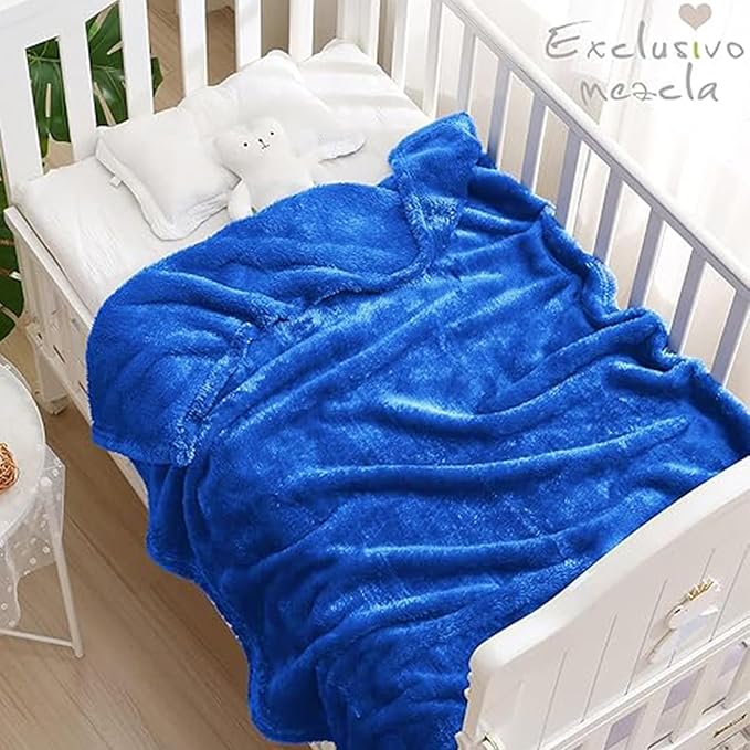 Exclusivo Mezcla Plush Fuzzy Fleece Throw Blanket, Super Soft, Fluffy and Warm Blankets for Couch, Bed, All Season Use (40x50 Inches, Cobalt Blue)