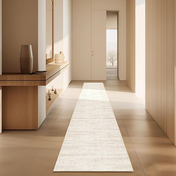 Runners for Hallways 2x8 Kitchen Runner Rugs，Modern Abstract Rug Runners for Entryway，Stain Resistant Washable Runner Rug Non-Slip 8ft Carpet Rug for Bedroom Living Laundry Room（Beige,2'x8'）