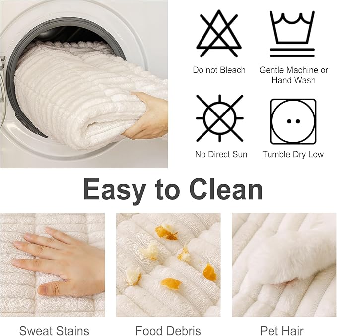 hyha Couch Covers for Dogs Washable, Non Slip Plush Dog Sofa Protectors, Fuzzy Pet Couch Covers for 3 Cushion Sofa Pet Friendly (White, 27.6" x 82.7")
