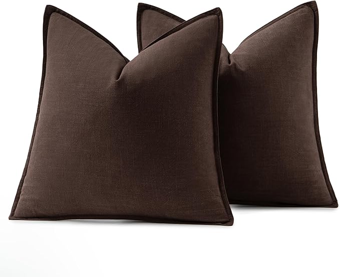 MIULEE Decorative Linen Pillow Covers 20x20 Inch Dark Brown Boho Farmhouse Neutral Winter Couch Throw Pillows for Bed Pack of 2 Accent Modern Pillowcase Sofa Livingroom Home Decor