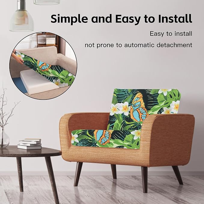 14Pcs Outdoor Cushion Covers, Patio Cushion Covers,Stretch Elastic Slipcovers, Replacement Washable & Reusable Furniture Protector for Patio Couch (Green and Lush,Cover Only)