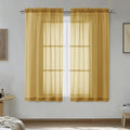 OVZME Gold Sheer Curtains 54 Inches Long 2 Panels - Soft Light Filtering Window Sheer Panels for Living Room/Bedroom, Top Dual Rod Pocket, 1 Pair, Each 42Wx54L Inches