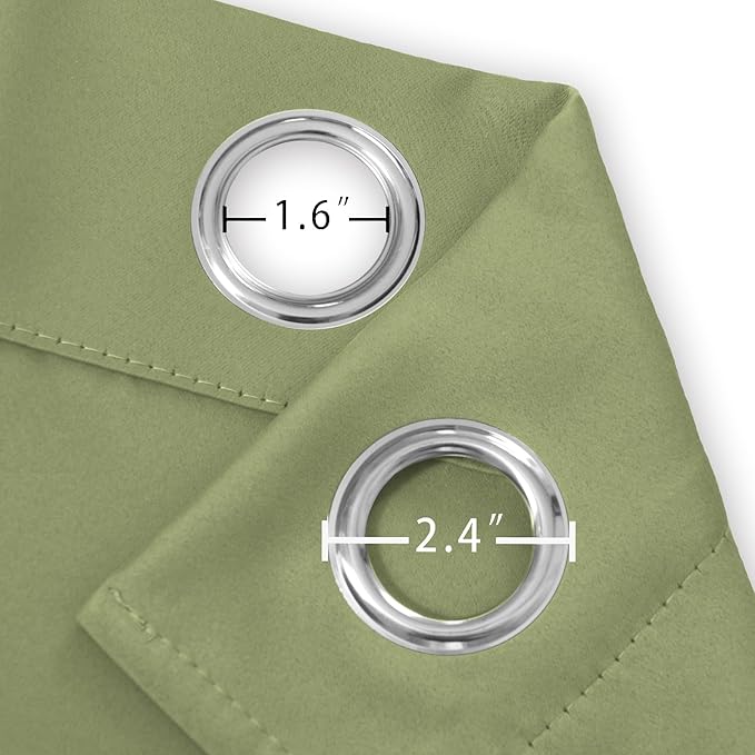 LEMOMO Sage Green Thermal Blackout Curtains/38 x 84 Inch/Set of 2 Panels Room Darkening Curtains for Bedroom
