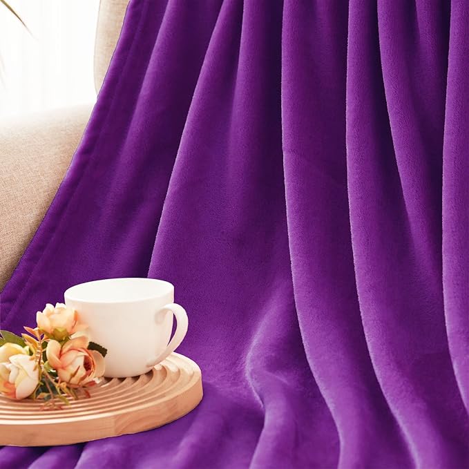 Exclusivo Mezcla Fleece Purple Throw Blanket for Couch, Sofa, Super Soft and Warm Blankets, All Season, Cozy, Plush, Lightweight, 50x60 Inches