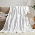 KMUSET Fleece Blanket White Queen Size Lightweight Cozy Plush Microfiber Bed Blanket Factory Shop