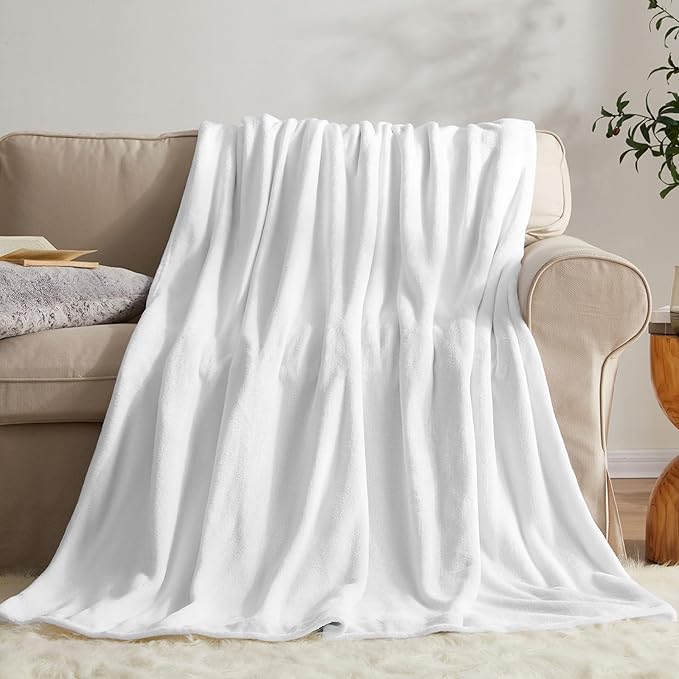 KMUSET Fleece Blanket White Queen Size Lightweight Cozy Plush Microfiber Bed Blanket Factory Shop