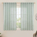 LAMIT Light Sage Linen Curtains 45 Inches Long for Bedroom, Light Filtering Panels Back Tab and Rod Pocket Neutral Drapes for Kitchen/Window/Loft Room, 52 x 45 Inch, 2 Panels