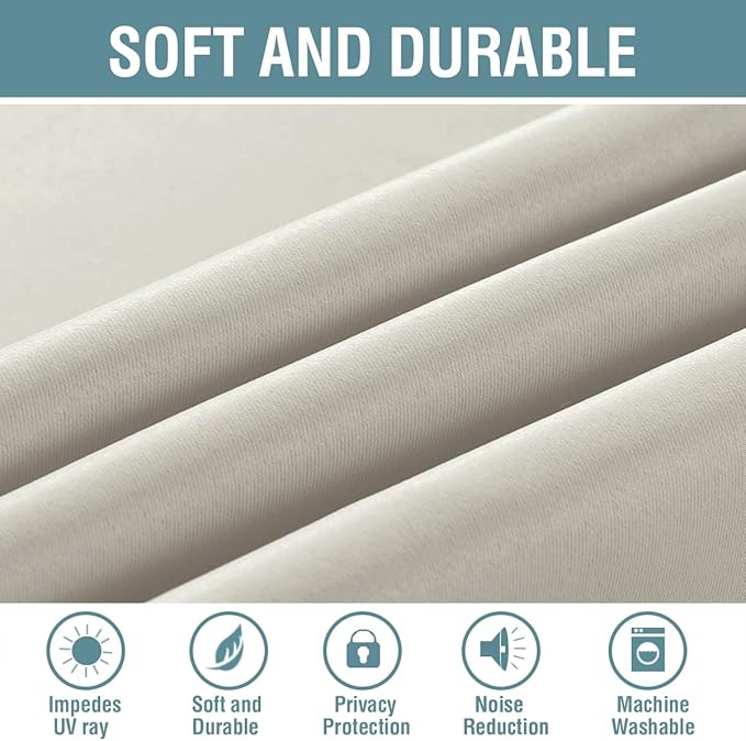 H.VERSAILTEX Room Darkening Curtain Thermal Insulated Curtain for Bedroom Window Treatment Grommet Curtain Panel Drapes, Energy Efficient for Living Room, Solid Ivory/Cream, One Panel, 52'W x 84'L