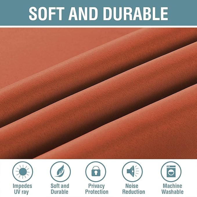 H.VERSAILTEX Blackout Curtain for Living Room Thermal Insulated Window Treatment Curtain Extra Long 108 inch Length Energy Saving Solid Grommet Top Blackout Drape, One Panel, Orange, 52" W x 108" L