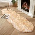 Ciicool Ultra Soft Faux Sheepskin Fur Rug Fluffy Rug for Bedroom Fuzzy Carpet for Living Room Kid's Room Nursery Decor,White Gradient Brown 2 x 6 Feet