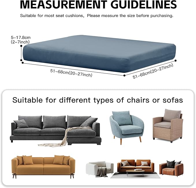 14Pcs Outdoor Cushion Covers, Patio Cushion Covers,Stretch Elastic Slipcovers, Replacement Washable & Reusable Furniture Protector for Patio Couch (Gray-Blue,Cover Only)