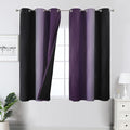 Estelar Textiler Purple and Black Ombre Blackout Curtains 45 Inch Length, Full Room Darkening Gradient Drapes for Kitchen, Thermal Insulated Grommet Curtains for Short Window, 42Wx45L,2 Panels