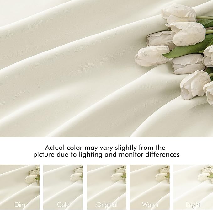 MIULEE Cream Back Tab Blackout Curtains 90 Inches Long 2 Panels Set for Living Room Bedroom Privacy, Rod Pocket/Pinch Pleat Thermal Insulated Room Darkening Pleated Light Blocking Drapes